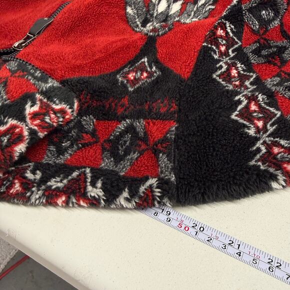 VTG 90s Milton Funwear Size S Jacket Deep Pile Fleece AOP Indian Native Fleece - Picture 8 of 12